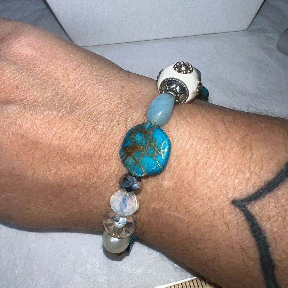 Vintage Stone‎ and Art Glass Bracelet